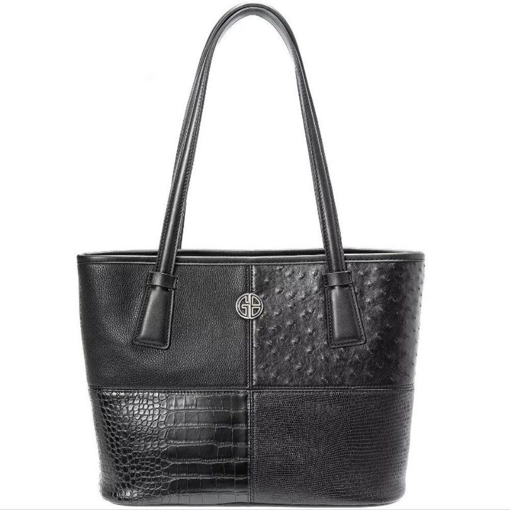 GIANI BERNINI colorblock faux-leather women's tote bag - BLACK